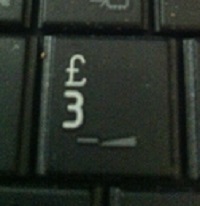 Keyboard key depicting number three 